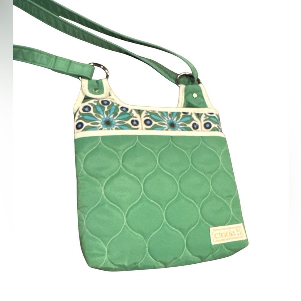 Cinda B Green Crossbody Purse Bag Adju Strap Quilted